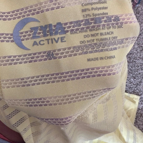 ZYIA Active Yellow Nimbus Split Back Tank Mesh Striped Racerback- Women's XL - Picture 10 of 10